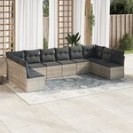 vidaXL Salon de jardin avec coussins 10 Pièces gris clair résine tressée