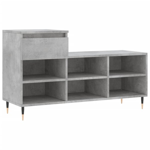 vidaXL Armoire à chaussures Gris béton 102x36x60 cm Bois d'ingénierie