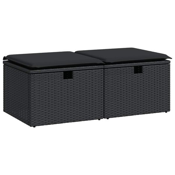vidaXL Salon de jardin avec coussins 2 Pièces noir résine tressée acacia
