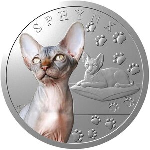 Pièce de monnaie en Argent 1 Dollar g 31.1 (1 oz) Millésime 2025 Cat Breeds SPHYNX