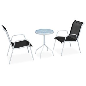 Ensemble de bistro jardin meuble extérieur terrasse 3 pièces acier noir 02_0013497