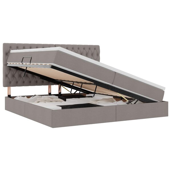vidaXL Lit avec rangement et matelas Taupe 200 x 200 cm Polyester