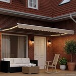 vidaXL Cadre de store manuel avec LEDs Beige et blanc 4 × 3 5 m