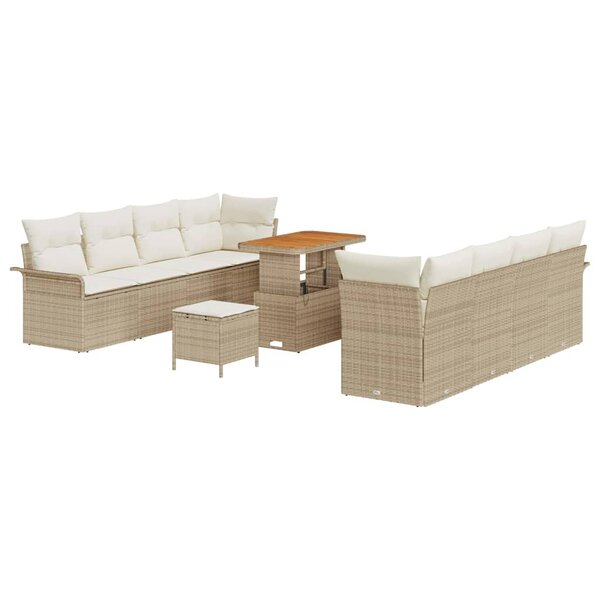 vidaXL Ensemble de canapé de jardin avec coussin 11 Pièces Beige et crème