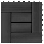 vidaXL Carreau de terrasse 11 Pièces Noir 30 x 30 cm WPC