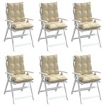 vidaXL Coussins de chaise à dossier bas lot de 6 beige tissu oxford