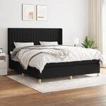 vidaXL Sommier à lattes de lit avec matelas Noir 180x200 cm Tissu
