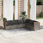 vidaXL Salon de jardin 6 Pièces avec coussins gris résine tressée