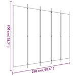 vidaXL Cloison de séparation 5 panneaux Blanc 250x200 cm Tissu