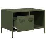 vidaXL Table basse vert olive 68 5x50x43 5 cm acier laminé à froid