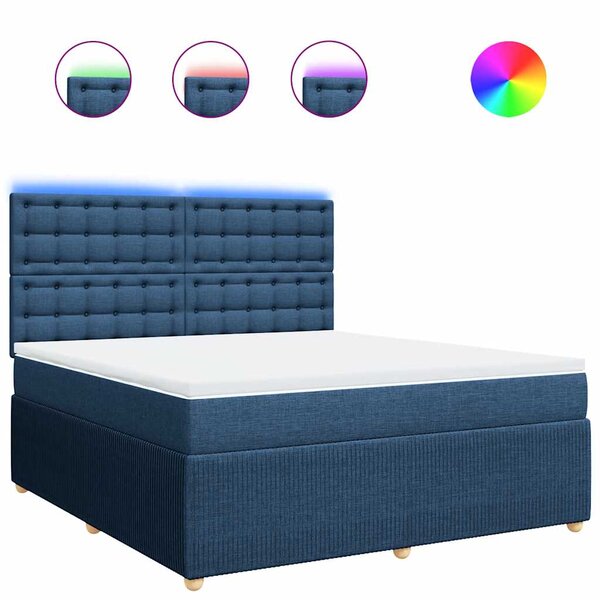 vidaXL Sommier à lattes de lit avec matelas Bleu 180x200 cm Tissu