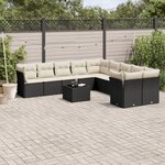 vidaXL Salon de jardin 11 Pièces avec coussins noir résine tressée