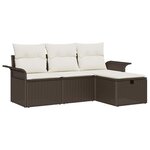 vidaXL Ensemble de canapé de jardin avec coussin 4 Pièces Marron et crème
