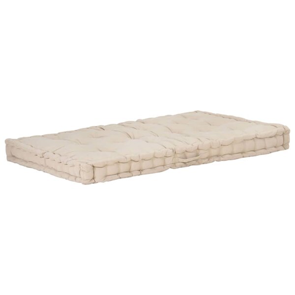 vidaXL Coussin de plancher de palette Coton 120x80x10 cm Beige