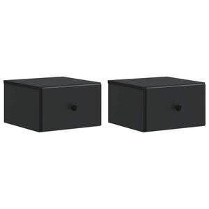 vidaXL Cabinet de chevet mural 2 pc Noir 34 5 x 33 x 20 cm
