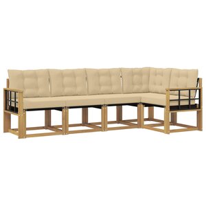 vidaXL Ensemble de canapés d'extérieur 5 pc Blanc et Beige