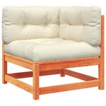 vidaXL Salon de jardin 7 Pièces avec coussins cire marron bois pin massif