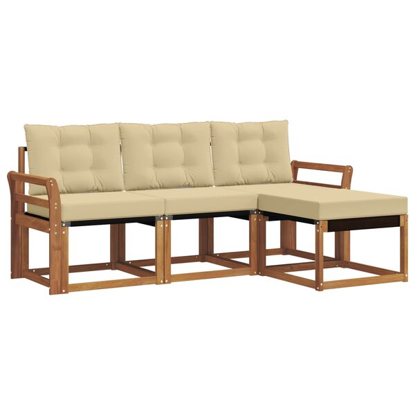 vidaXL Ensemble de canapés d'extérieur 4 pc Naturel et Beige