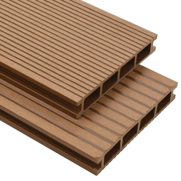 vidaXL Panneaux de terrasse creux et accessoires WPC 30 m² 2 2 m Teck
