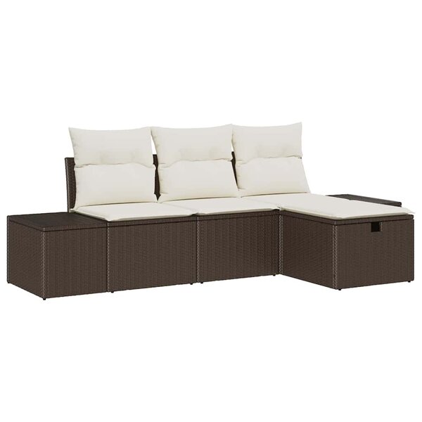 vidaXL Ensemble de canapé de jardin 4 Pièces Marron 55 x 62 x 69 cm