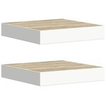 vidaXL Étagères murales 2 Pièces Chêne et blanc 23x23 5x3 8 cm MDF