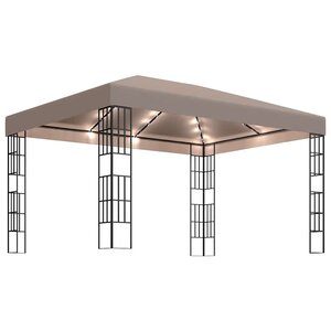 vidaXL Tonnelle avec guirlande lumineuse à LED 4x3 m Taupe