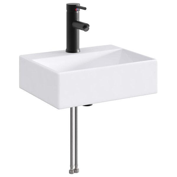 vidaXL Lavabo avec robinet et évacuation Noir Mat 39 x 30 5 x 12 5 cm