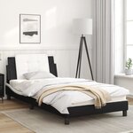 vidaXL Cadre de lit avec lumières LED noir blanc 100x200 cm similicuir