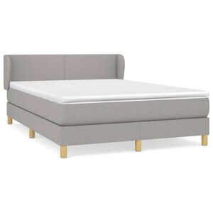vidaXL Sommier à lattes de lit avec matelas Gris clair 140x190cm Tissu