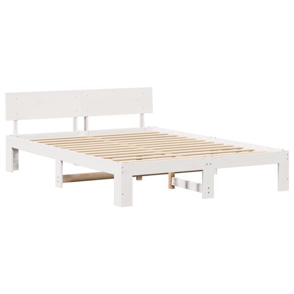 vidaXL Cadre de lit avec tête de lit blanc 150x200 cm Bois de pin massif