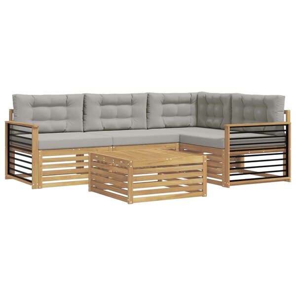 vidaXL Ensemble de canapés d'extérieur 6 pc Blanc et gris clair