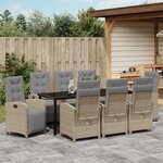 vidaXL Ensemble de salle à manger de jardin de 9 pièces avec coussins beige poly rotin