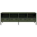 vidaXL Meuble TV vert olive 135x39x43 5 cm acier laminé à froid