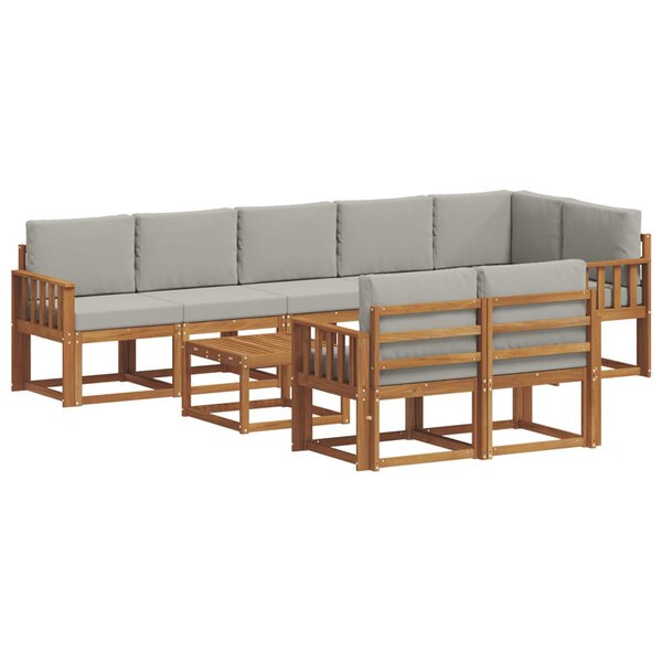 vidaXL Ensemble de canapés d'extérieur 9 pc Gris Naturel et Clair