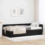 vidaXL Cadre de lit d'angle avec matelas 2 pc Noir 80 x 200 cm tissu