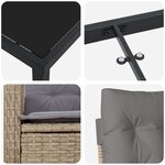 vidaXL Ensemble de Salle à Manger de Jardin 7 Pièces avec Coussins Beige Poly Rattan