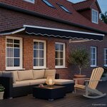 vidaXL Store rétractable manuel avec LEDs Noir et Blanc 3 5 x 2 5 m