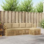 vidaXL Ensemble de canapés d'extérieur 5 Pièces Blanc et Beige Polyester