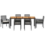 vidaXL Ensemble de salle à manger de jardin avec coussins  noir  en rotin synthétique.