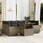 vidaXL Salon de jardin avec coussins 7 Pièces gris résine tressée