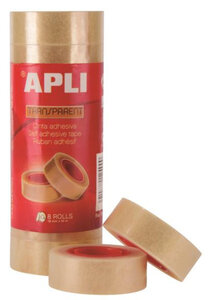 Tour de 8 rubans adhésif Transparent 19mm x 33m