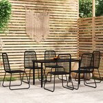 vidaXL Ensemble à manger de jardin 7 Pièces Noir