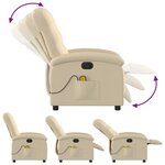 vidaXL Fauteuil inclinable de massage électrique crème tissu