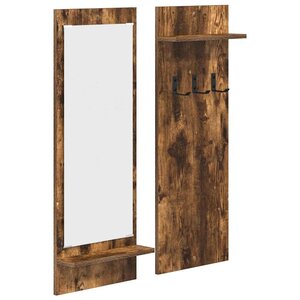 vidaXL Porte-manteau mural avec étagère Chêne fumé 70 x 10 x 90 cm