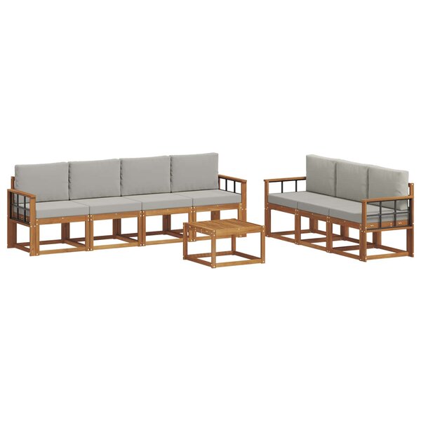 vidaXL Ensemble de canapés d'extérieur 8 Pièces Gris Naturel et Clair
