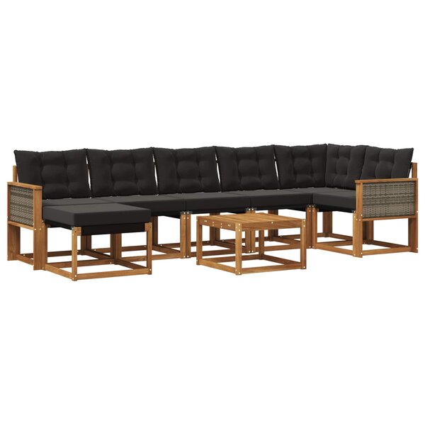 vidaXL Ensemble de canapés d'extérieur 8 pc Naturel et noir