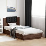 vidaXL Cadre de lit avec LED sans matelas chêne marron 100x200 cm