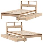 vidaXL Lit bibliothèque sans matelas 90x200 cm bois de pin massif
