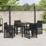 vidaXL Ensemble de 5 Pièces de Salle à Manger de Jardin avec Coussins en Noir et Rattan Poly