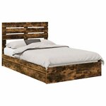 vidaXL Lit de Rangement Chêne fumé 120 x 190 cm Bois d'ingénierie